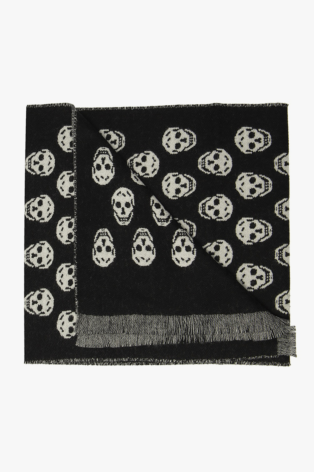 Archive Alexander McQueen スカル柄マフラー　フリンジ 15500305_54437847_600.jpg